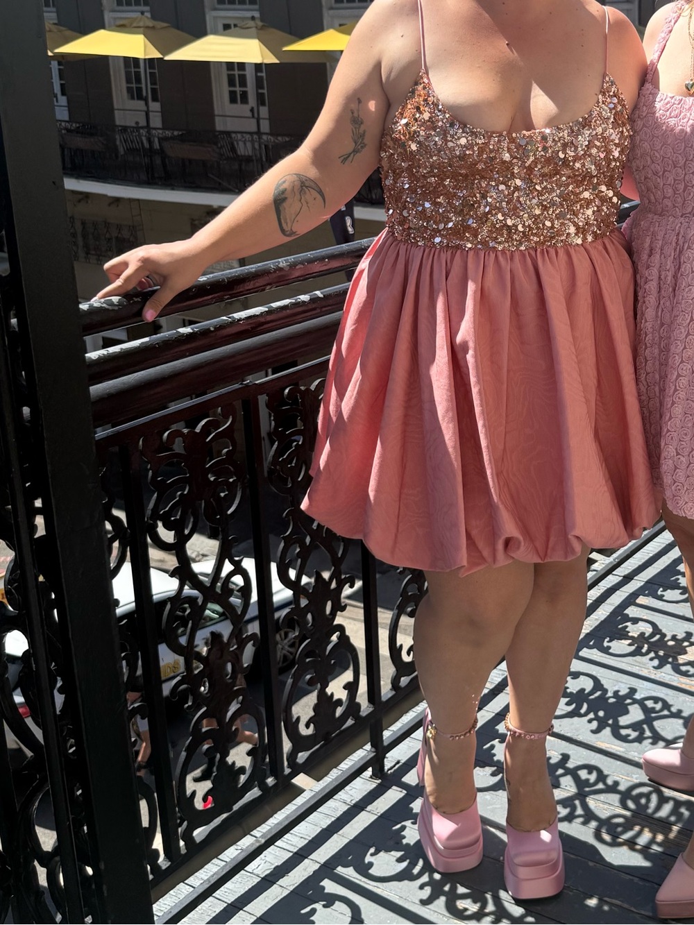 Alice and Olivia pink sequined bubble dress